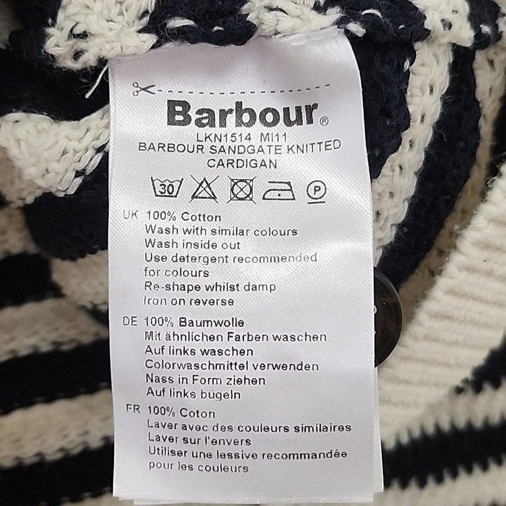 Barbour Sandgate Knitted Cardigan Women's Multi Stripe  Size 6 - Picture 16 of 16